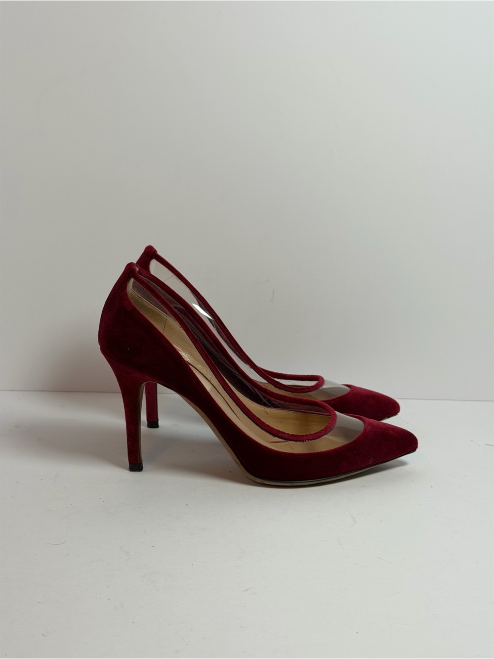 Valentino Garavani Velvet Pumps Heels with Clear PVC Side Panels Size 35